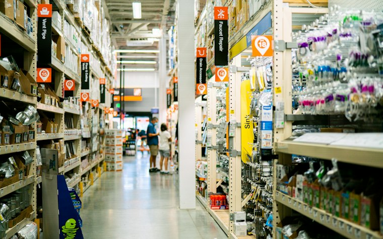 Aisle of a retail hardware store